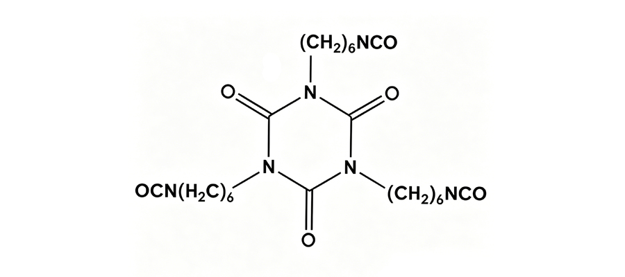 Diagrama de estructura molecular del tr&iacute;mero de isocianurato HDI
