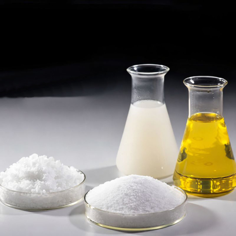 Solubilizer and emulsifier samples displayed with liquid and solid chemical materials.jpg